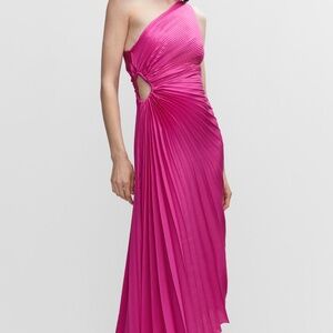 Mango Asymmetrical Pleated Dress